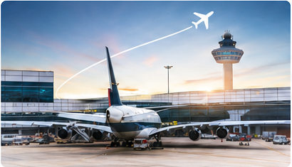 Aircraft at an airport terminal